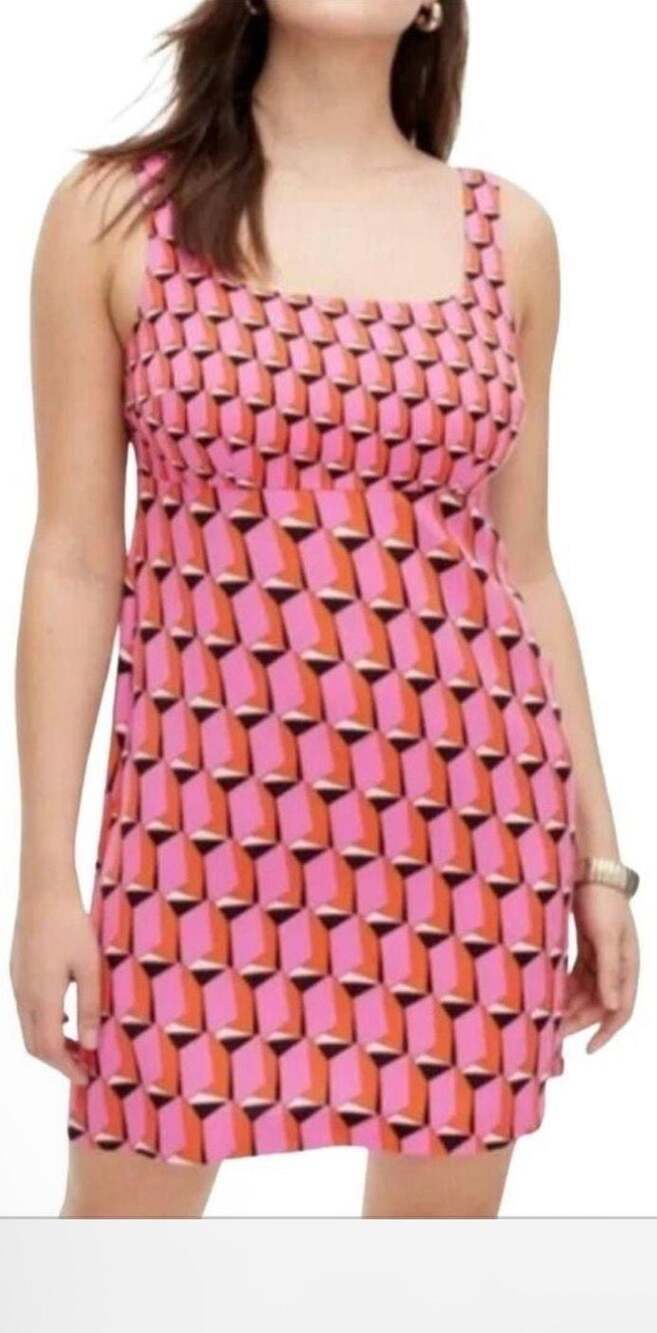 Diane von Furstenberg x Target 90's Shift Pink Martini Geo Mini Dress Size 10